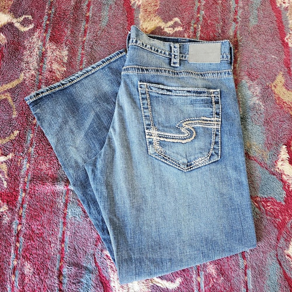 Silver Jeans Mens Zac Blue Denim Relaxed Fit Sz W40/L32